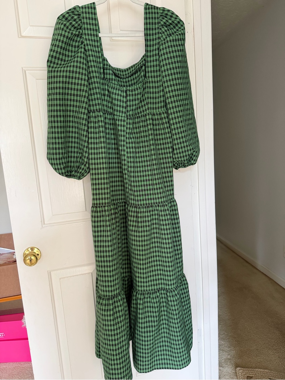 Nasty Gal Green Gingham Tiered Maxi Dress - Picture 2 of 4